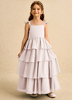 Azazie Boba vestidos de niña de las flores Vestido de Pétalo De Rosa de Gasa de Corte En A con Escote Cuadrado image6