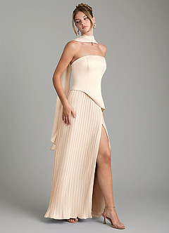 Azazie Tierney Bridesmaid Dresses White Alabaster A-Line Strapless Chiffon Convertible Dress image9