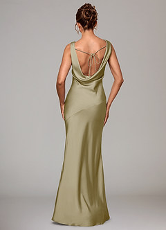 Azazie Rylina Bridesmaid Dresses Moss Green Mermaid Stretch Satin Dress image5