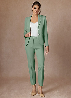 front Whitney Matcha Structured Stretch Full Length Pants Suit