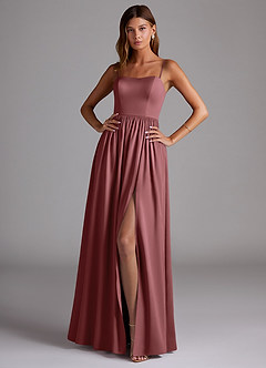 Azazie Calianna Brautjungfernkleider Wandelbar A-Linie Schulterfrei Stretch-Satin Kleid Amethyst image1