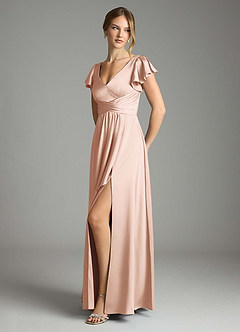 Azazie Omari Bridesmaid Dresses Rose Gold A-Line Stretch Satin Dress image4