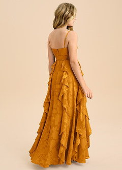 Azazie Peyton Junior Vestido de Caramelo de Devorado Floral de Corte en A con Plisado image2