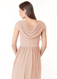 Azazie Organa Abiti da Damigella Abito A-Line in Chiffon Plissettato Rosa Inglese image6