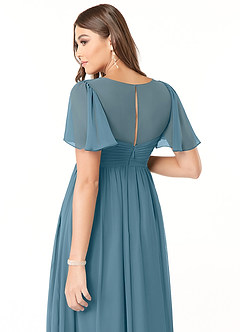 Azazie Verna Maternity Bridesmaid Dresses A-Line V-Neck Ruched Chiffon Floor-Length Dress image6