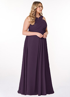Azazie Kaleigh Bridesmaid Dresses Plum A-Line Pleated Chiffon Dress image10