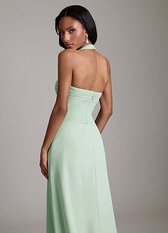 Azazie Clarisa Bridesmaid Dresses Agave A-Line Pleated Chiffon Dress image4