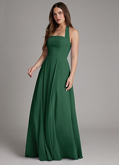 Azazie Irina Bridesmaid Dresses Dark Green A-Line Pleated Chiffon Dress image5