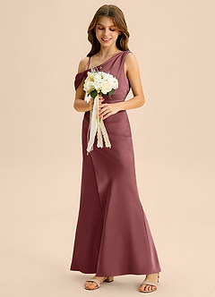 Azazie Madelyn Junior Amethyst Sheath Off the Shoulder Stretch Satin Dress image5