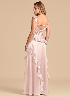 Azazie Sloane 신부 들러리 드레스 A라인 스윗하트 네크라인 메탈릭 새틴 바닥 길이 드레스 image2