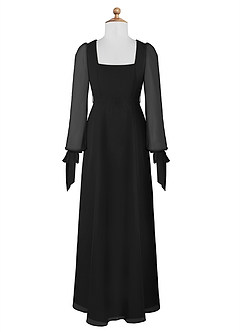 Azazie Leonia Junior Black A-Line with Pockets Chiffon Dress image7