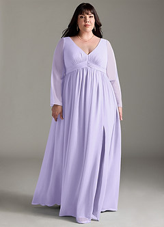 Azazie Teton Maternity Bridesmaid Dresses A-Line Long Sleeve Chiffon Floor-Length Dress image9