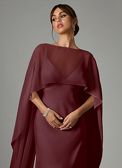 Azazie Stefania Robes de demoiselle d'honneur Robe Trapèze en Satin extensible Sangria image5