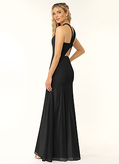 Azazie Rue Bridesmaid Dresses Black A-Line Halter Chiffon Dress image5