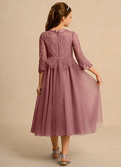 Azazie Lamb Girl Jurken voor bloemenmeisjes Baljurk Jurk van Kant Woestijnroos image2