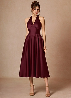 Dominique Wine Midi Dress
