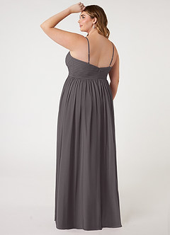 Azazie Alia Bridesmaid Dresses Steel Grey A-Line Pleated Chiffon Dress image9