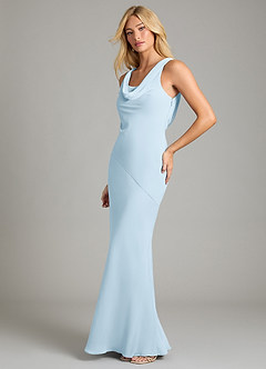 Azazie Rylina Bridesmaid Dresses Sky Blue Mermaid Pleated Chiffon Dress image4
