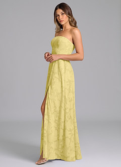 Azazie Wren Bridesmaid Dresses Canary A-Line Strapless Floral Burnout Dress image5