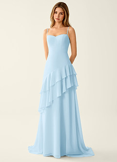 Fiorella Sky Blue Chiffon Ruffled A-line Prom Dress image4