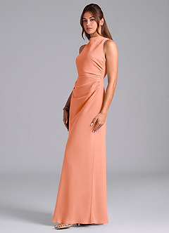Azazie Evadne Bridesmaid Dresses Sunset A-Line Pleated Chiffon Dress image5