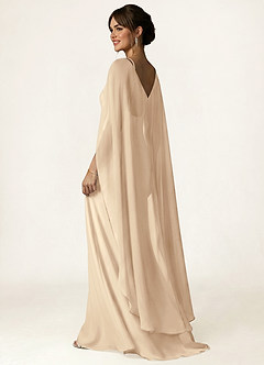 front Azazie Lange chiffon cape met knoop aan de voorkant