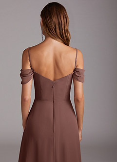 Azazie Marley Bridesmaid Dresses Espresso A-Line Off the Shoulder Chiffon Convertible Dress image9