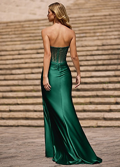 Glint Dusty Green Asymmetrical Rhinestone Prom Dress image2