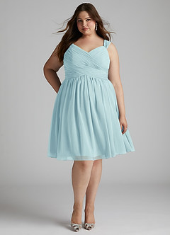 Azazie Angie Bridesmaid Dresses Sea Glass A-Line Corset Chiffon Dress image11