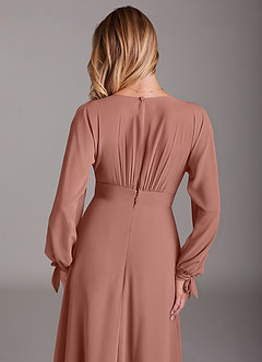 Azazie Matilda Bridesmaid Dresses Cedar Rose A-Line Long Sleeve Chiffon Dress image8