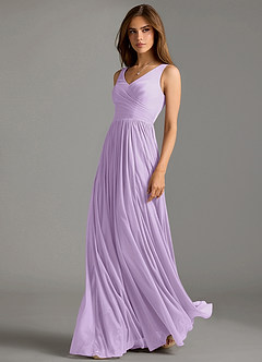 Azazie Keyla Final Sale Lilac A-Line Pleated Mesh Dress image1