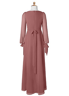 Azazie Leonia Vestido de Rosa Del Desierto de Gasa/ Chiffon de Acampanado con Con bolsillos image8