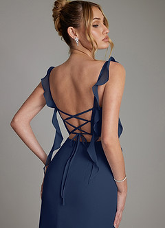 Azazie Jessamine 신부 들러리 드레스 인어 코르셋 쉬폰 바닥 길이 드레스 image2