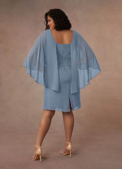 Azazie Mirra Mother of the Bride Dresses Dusty Blue Sheath Scoop Pleated Chiffon Dress image9