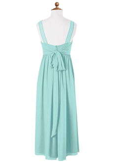 Azazie Kora Junior Aqua A-Line Pleated Chiffon Dress image6