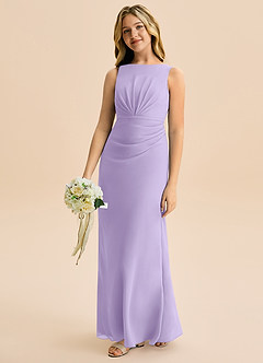 Azazie Floris Junior Lilac A-Line Pleated Chiffon Dress image1