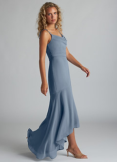 Azazie Summer Bridesmaid Dresses Twilight Mermaid Scoop Cowl Chiffon Dress image3