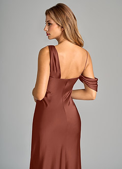 Azazie Celina Brautjungfernkleider Etui Schulterfrei Stretch-Satin Kleid Rotbraun image8