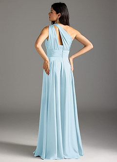 Azazie Charlize Bridesmaid Dresses Sky Blue A-Line One Shoulder Stretch Satin Dress image6