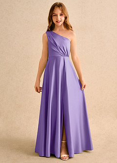 Azazie Puddles Girls Formal Jurken voor bloemenmeisjes A-Lijn Jurk van Mat Satijn One-Shoulder Tahiti image4