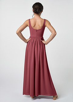 Azazie Keyla Junior Abito A-Line in Chiffon Plissettato Merlot image2