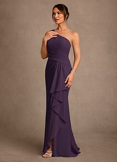 Azazie Floy Mother of the Bride Dresses Plum Sheath One Shoulder Chiffon Dress image2