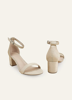 front 원 스트랩 버클 블록 힐 샌들