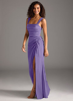 Azazie Jesaphine Bridesmaid Dresses Tahiti Sheath Bow Stretch Satin Dress image6