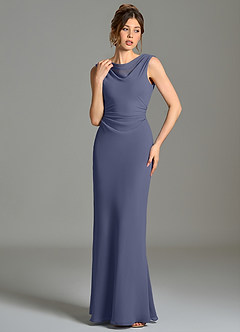 Azazie Kieryn Bridesmaid Dresses Stormy Mermaid Pleated Chiffon Dress image4