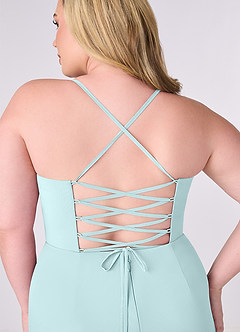 Barbie ♥ Azazie Bridesmaid Dresses Sea Glass Sheath Corset Chiffon Dress image8