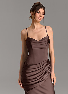Azazie Zorah Vestidos de damas de honor Vestido Ganache de Satén Elástico de Corte Sirena Convertible con Corsé image7