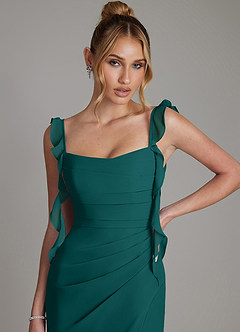 Azazie Jessamine Bridesmaid Dresses Peacock Mermaid Corset Chiffon Dress image3