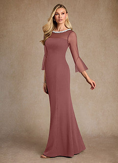 Azazie Bellevie Suknie dla Matki Panny Młodej Osłona Zroszony Rozciągliwy Krep Długość podłogi Sukienka image5