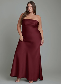 Azazie Saylor Bridesmaid Dresses Cabernet Mermaid Strapless Stretch Satin Dress image1